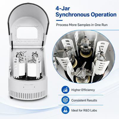 16L Capacity Planetary Ball Mill with Four-Jar Synchronous Operation for 0.1μm Nano Powder Grinding