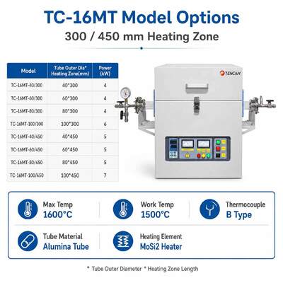 TENCAN TC-16MT 1600C MoSi2 Heizung Rohr Ofen B Typ Thermoelement Aluminiumoxid Rohr Elektrische Labor Sinter Ofen Wärme Behandlung
