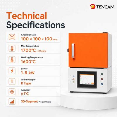 TENCAN CE-zertifizierter 1700 °C Dental-Zirkonoxid-Sinterofen mit MoSi2-Heizung und 7-Zoll-Touchscreen für Prothesenkeramik