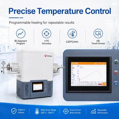 TENCAN TC-12NT 1600°C Max Temperature Vacuum Tube Furnace with High-Purity Quartz Tube and Programmable Temperature Control