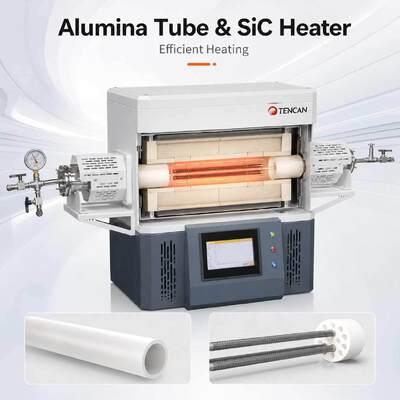 TENCAN TC-14ST 1400C Vakuumrohrofen SiC-Heizung S-Typ-Thermoelement Hochtemperatur-Aluminiumoxidrohr-Labor-Split-Sinterofen
