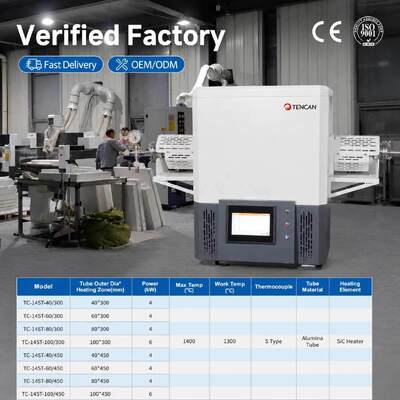 TENCAN TC-14ST 1400C Vakuumrohrofen SiC-Heizung S-Typ-Thermoelement Hochtemperatur-Aluminiumoxidrohr-Labor-Split-Sinterofen
